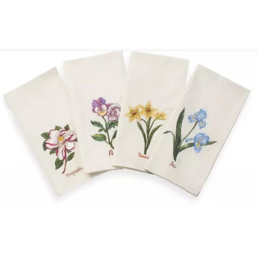 Avanti Portmeirion Embroidered Napkins Set of 4 Botanic Garden Flower Spring